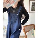 ワンウォッシュ | 大人の魅力惹き出すデニム。綿100%フロントデザインサロペット | Classical Elf