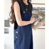 大人の魅力惹き出すデニム。綿100%フロントデザインサロペット | Classical Elf | 詳細画像21