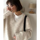 アイボリー | 《JaVaジャバコラボ》大人カジュアルならこの1枚。ミックスカラー深Vネックニッ… | Classical Elf