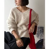 《JaVaジャバコラボ》大人カジュアルならこの1枚。ミックスカラー深Vネックニッ… | Classical Elf | 詳細画像1