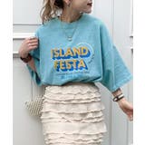 ブルー | こなれた大人カジュアルスタイルの主役に。綿100%フェスロゴピグメントTシャツ | Classical Elf 