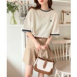 大人スポーティー。綿100%シルケット 配色刺繍Tシャツ | Classical Elf | 詳細画像3