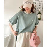 大人スポーティー。綿100%シルケット 配色刺繍Tシャツ | Classical Elf | 詳細画像9