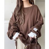 ブラウン | リラクシーに着こなす、オンナっぽカジュアル！裏起毛ワイドネックビックスウェット | Classical Elf 
