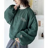 グリーン | 《JAVAジャバ 別注》ロゴ刺繍中綿ノーカラーブルゾン | Classical Elf 