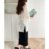 きれいめカジュアルのスタイリング叶う。パネルレースハーフジップ半袖プルオーバー | Classical Elf  | 詳細画像7 