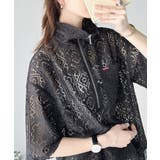 きれいめカジュアルのスタイリング叶う。パネルレースハーフジップ半袖プルオーバー | Classical Elf  | 詳細画像3 