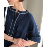 ネイビー | 《JaVaジャバコラボ》ゆるさが、サマになる。ヘンリーネック配色ステッチワッフル… | Classical Elf