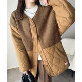 キャメル | 《JaVaジャバコラボ》軽くて暖かい、旬顔ボア切替♪ノーカラーひょうたんキルティ… | Classical Elf 