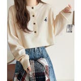 顔周りスッキリ&胸元刺繍で映える♪配色刺繍ヘンリーネックニット | Classical Elf  | 詳細画像1 