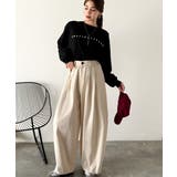 カーブで魅せる、抜け感シルエット。綿100%コットンツイルバレルレッグタックパン… | Classical Elf | 詳細画像2