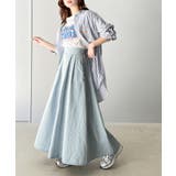 ハイウエストでシルエットがキマル!綿100%のやわらかデニムフレアスカート | Classical Elf | 詳細画像10