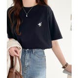 ブラック | 大人の上級シンプル。滑らか綿100％ワンポイント刺繍Tシャツ | Classical Elf 