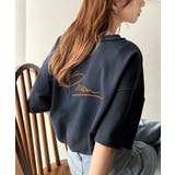 ネイビー | 大胆ロゴで魅せる。前後2way裏毛胸元PAEANロゴ半袖Tシャツ | Classical Elf