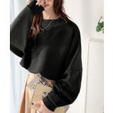 ブラック | 上品な抜け感と艶感◎ドルマンダンボール素材ビッグトレーナー | Classical Elf 