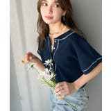 ネイビー | “お洒落感アップ”は配色でつくる。前後2wayヘンリーネック配色ステッチフレンチ… | Classical Elf