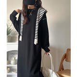 《JaVaジャバコラボ》後姿が可愛い◎配色ステッチワッフルロングワンピース（長袖… | Classical Elf  | 詳細画像9 