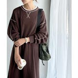 《JaVaジャバコラボ》後姿が可愛い◎配色ステッチワッフルロングワンピース（長袖… | Classical Elf  | 詳細画像12 