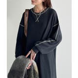 《JaVaジャバコラボ》後姿が可愛い◎配色ステッチワッフルロングワンピース（長袖… | Classical Elf  | 詳細画像23 