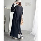 《JaVaジャバコラボ》後姿が可愛い◎配色ステッチワッフルロングワンピース（長袖… | Classical Elf  | 詳細画像24 