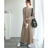 モカ | 《JaVaジャバコラボ》後姿が可愛い◎配色ステッチワッフルロングワンピース（長袖… | Classical Elf 