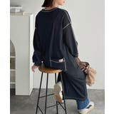 《JaVaジャバコラボ》後姿が可愛い◎配色ステッチワッフルロングワンピース（長袖… | Classical Elf  | 詳細画像28 