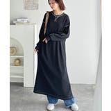 《JaVaジャバコラボ》後姿が可愛い◎配色ステッチワッフルロングワンピース（長袖… | Classical Elf  | 詳細画像29 