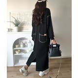 《JaVaジャバコラボ》後姿が可愛い◎配色ステッチワッフルロングワンピース（長袖… | Classical Elf  | 詳細画像2 