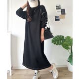 《JaVaジャバコラボ》後姿が可愛い◎配色ステッチワッフルロングワンピース（長袖… | Classical Elf  | 詳細画像3 