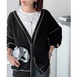 ラフで上品な大人のゆるカジュアル。配色ステッチVネックワッフルカーディガン | Classical Elf  | 詳細画像11 