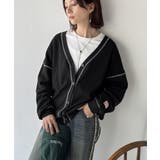 ラフで上品な大人のゆるカジュアル。配色ステッチVネックワッフルカーディガン | Classical Elf  | 詳細画像13 