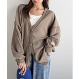 ラフで上品な大人のゆるカジュアル。配色ステッチVネックワッフルカーディガン | Classical Elf  | 詳細画像19 