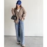 ラフで上品な大人のゆるカジュアル。配色ステッチVネックワッフルカーディガン | Classical Elf  | 詳細画像20 