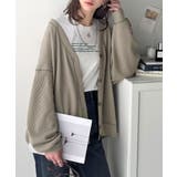 ラフで上品な大人のゆるカジュアル。配色ステッチVネックワッフルカーディガン | Classical Elf  | 詳細画像24 