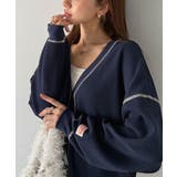 ラフで上品な大人のゆるカジュアル。配色ステッチVネックワッフルカーディガン | Classical Elf  | 詳細画像32 