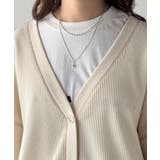 ラフで上品な大人のゆるカジュアル。配色ステッチVネックワッフルカーディガン | Classical Elf  | 詳細画像38 