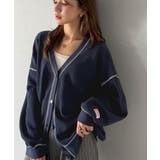 ラフで上品な大人のゆるカジュアル。配色ステッチVネックワッフルカーディガン | Classical Elf  | 詳細画像2 