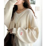 ラフで上品な大人のゆるカジュアル。配色ステッチVネックワッフルカーディガン | Classical Elf  | 詳細画像3 