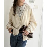 ラフで上品な大人のゆるカジュアル。配色ステッチVネックワッフルカーディガン | Classical Elf  | 詳細画像6 