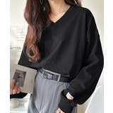 ブラック | シンプルなのに、存在感。綿100％Vネック切り替えロンT | Classical Elf 