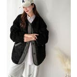 オーバーサイズがトレンド！異素材切り替え配色ボアジャケット♪ アウター | Classical Elf  | 詳細画像12 