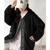 ブラック | オーバーサイズがトレンド！異素材切り替え配色ボアジャケット♪ アウター | Classical Elf 