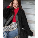 オーバーサイズがトレンド！異素材切り替え配色ボアジャケット♪ アウター | Classical Elf  | 詳細画像17 