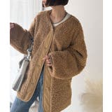 ベージュ | オーバーサイズがトレンド！異素材切り替え配色ボアジャケット♪ アウター | Classical Elf 