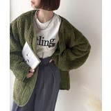 オーバーサイズがトレンド！異素材切り替え配色ボアジャケット♪ アウター | Classical Elf  | 詳細画像33 