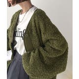 カーキ | オーバーサイズがトレンド！異素材切り替え配色ボアジャケット♪ アウター | Classical Elf 