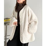 オーバーサイズがトレンド！異素材切り替え配色ボアジャケット♪ アウター | Classical Elf  | 詳細画像1 