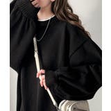 ブラック | 目を奪われるたっぷり袖。 ボリュームスリーブオーバーサイズニット | Classical Elf 