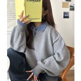 《JaVaジャバコラボ》たっぷりポロが可愛い。配色襟付きヘンリーオーバーサイズニ… | Classical Elf | 詳細画像16