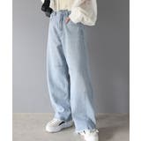 ブルー | オーロラストーン付き!甘辛のバランスが今年らしい。ヴィンテージライクカーブデニム… | Classical Elf 